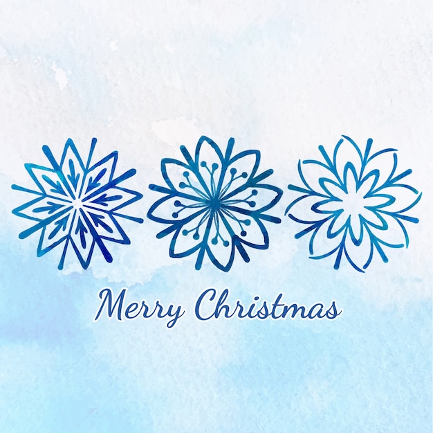 merry christmas greeting with watercolor snowflake