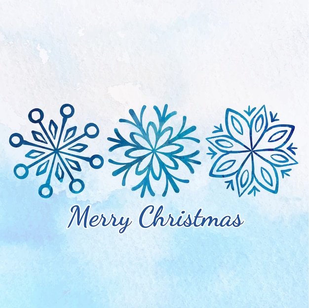 merry christmas greeting with watercolor snowflake