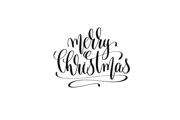 Vector merry christmas hand lettering congratulation inscription to december holiday greeting card, poster or banner, calligraphy vector illustration