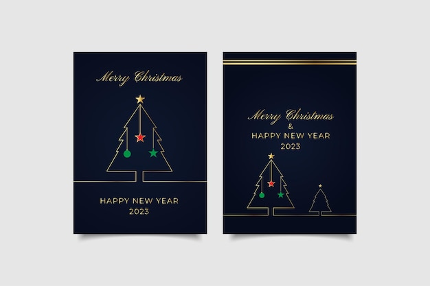 merry christmas and happy new year 2023 template greeting card