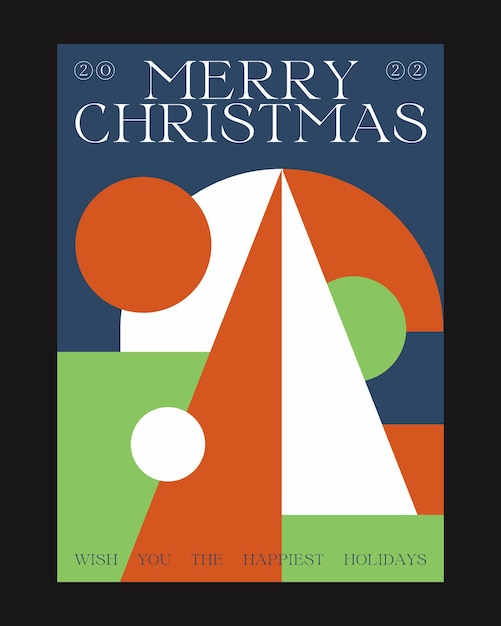 Merry Christmas and Happy New Year abstract geometric card design Modern flat minimalist style