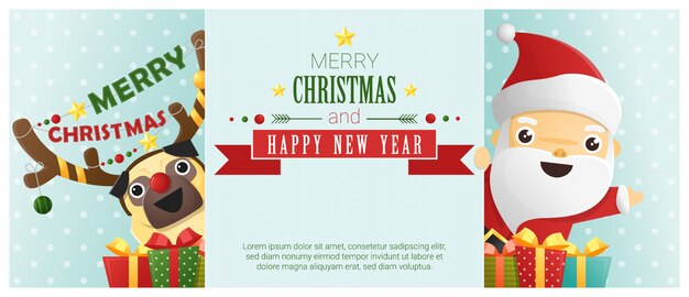 Vector merry christmas and happy new year background