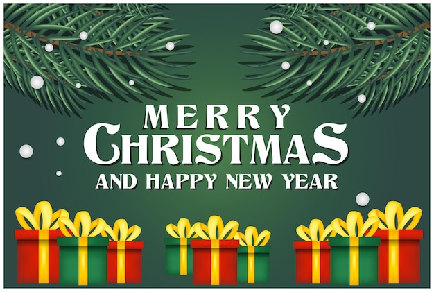 Merry Christmas and happy new year Banner design template with christmas tree background