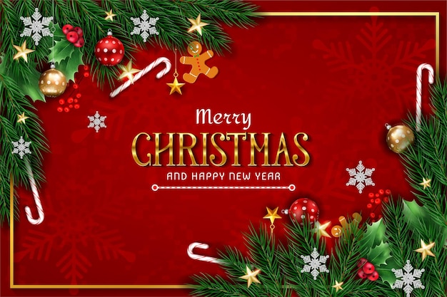 Merry christmas and happy new year banner poster greeting design template vector