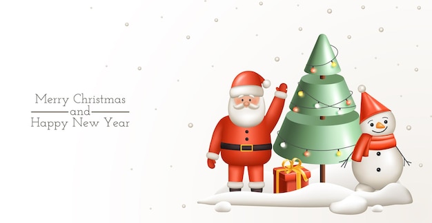 Merry Christmas and Happy New Year banner. Realistic 3d trending elements for Christmas design