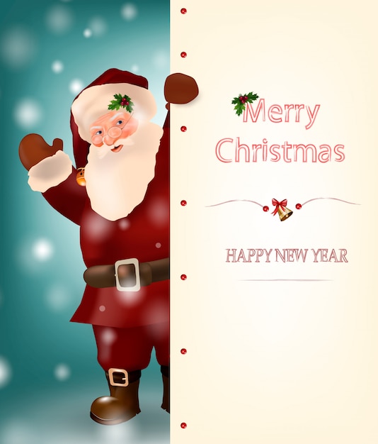 Merry Christmas and happy new year card with Santa Claus