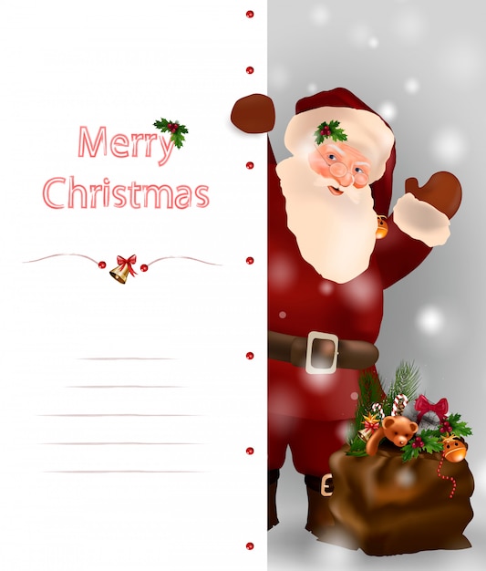 Merry Christmas and happy new year card with Santa Claus