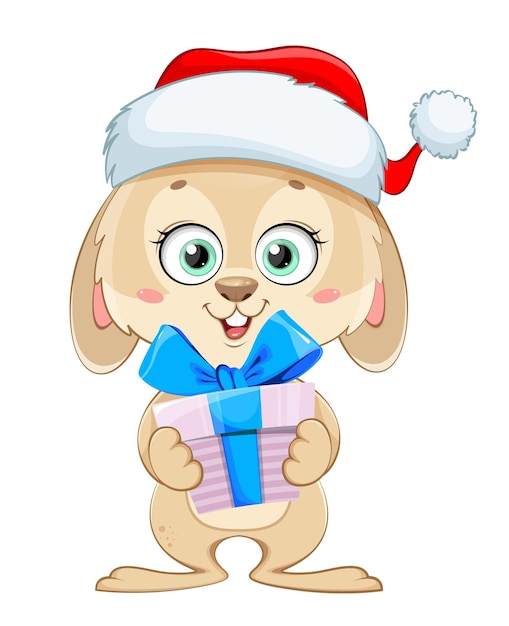 Merry Christmas and Happy New Year Cartoon rabbit