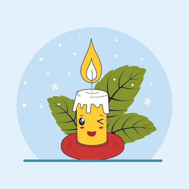 Merry Christmas and Happy New Year design with decorative candle. vector illustration.