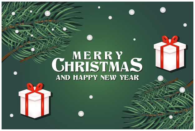 Merry christmas and happy new year greeting, banner and background design template