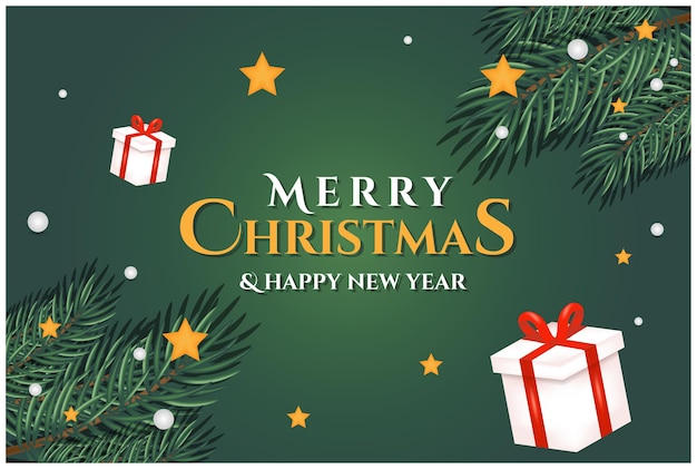 Merry christmas and happy new year greeting, banner and background design template