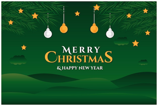 Merry christmas and happy new year greeting, banner and background design template