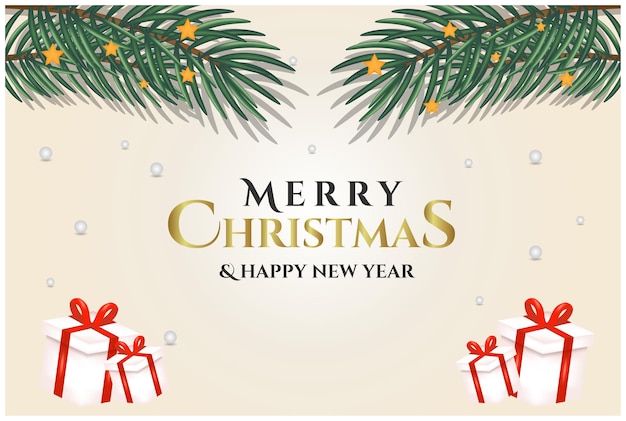 Merry christmas and happy new year greeting, banner and background design template