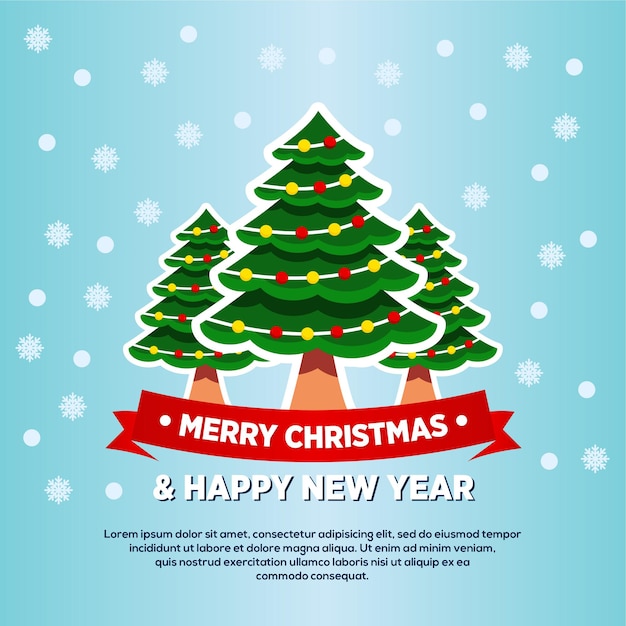 Merry Christmas and Happy New Year greeting, Banner design template with Christmas tree