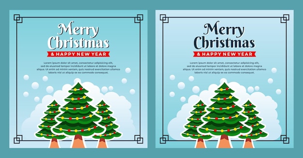 Merry Christmas and Happy New Year greeting, Banner design template with Christmas tree