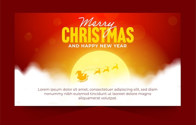 Merry Christmas and Happy New Year greeting banner design template