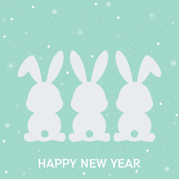 Merry Christmas and Happy New Year.Greeting card,banner,poster with rabbits symbol of 2023.Vector.