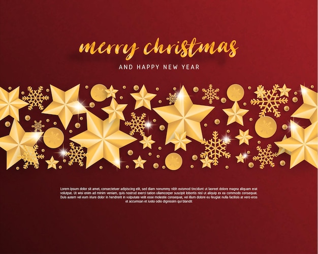 Merry Christmas and Happy new year greeting card in paper cut style backgroundVector illustration C