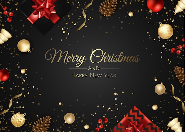 Merry Christmas and Happy New Year greeting card