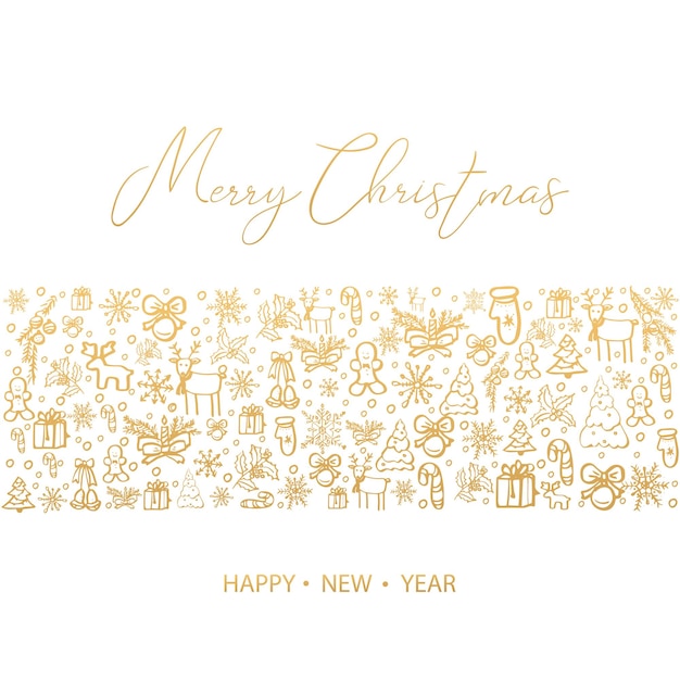 Merry Christmas and Happy New Year Hand Drawn Vector illustration