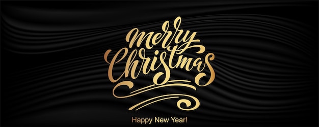 Merry Christmas and Happy New Year hand lettering calligraphy. Vector holiday illustration element. Typographic element for banner, congratulations.