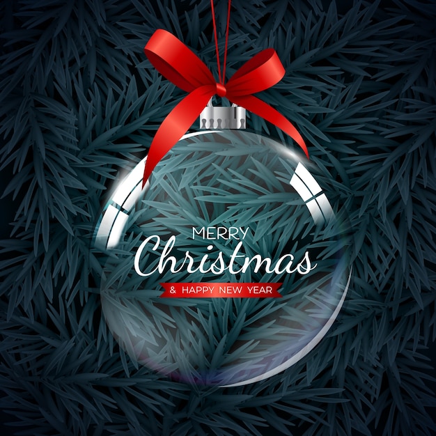 Merry Christmas and Happy New Year Holiday Template Background.