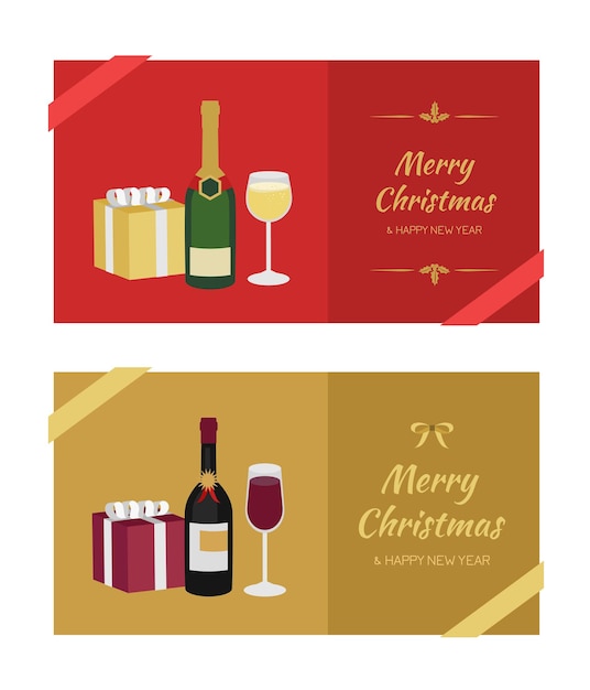 Vector merry christmas and happy new year illustration christmas gift greeting card