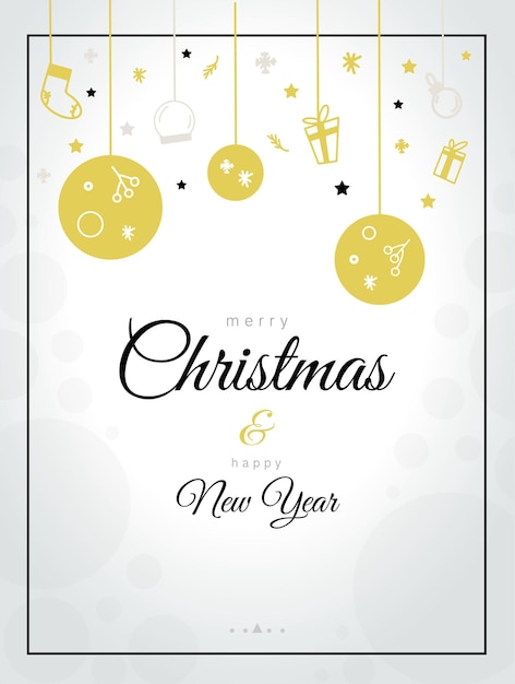 Vector merry christmas and happy new year invitation card on white background