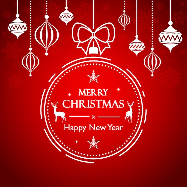 Merry Christmas and Happy New Year lettering card template