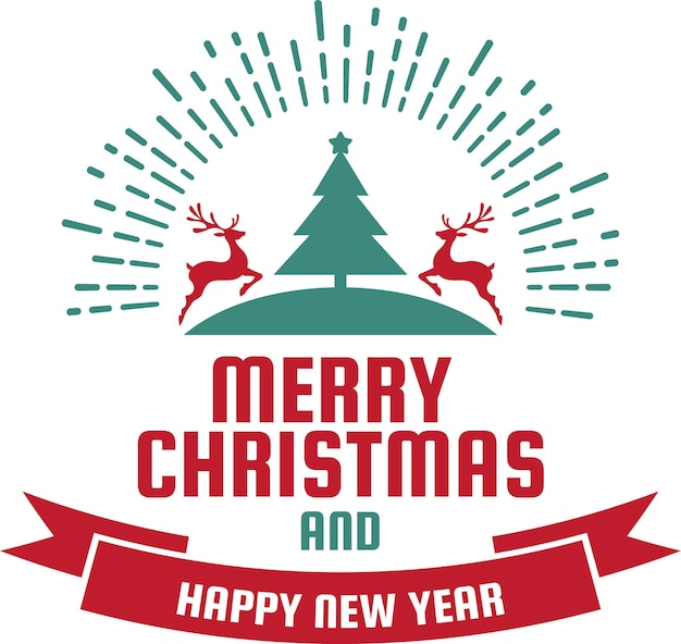 Merry Christmas and happy new year lettering and quote illustration