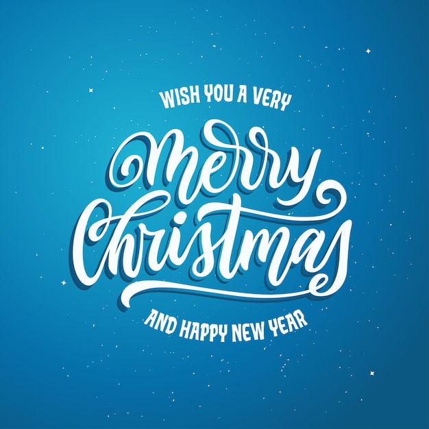 Merry Christmas and Happy New Year lettering template. Greeting card or invitation