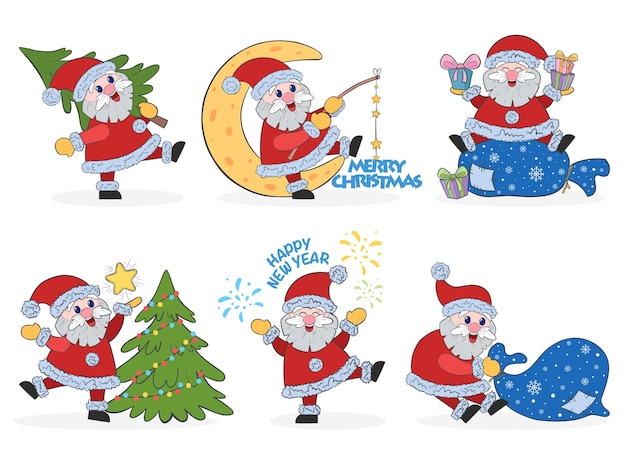 Merry Christmas and Happy New Year Santa Claus on white background