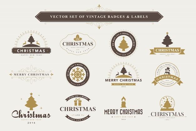 Merry Christmas and Happy New Year typographic background