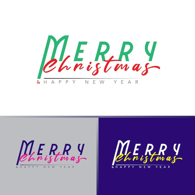 Merry Christmas and Happy New Year Typography logo