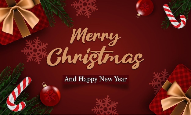 Merry christmas and happy new year vector banner background design