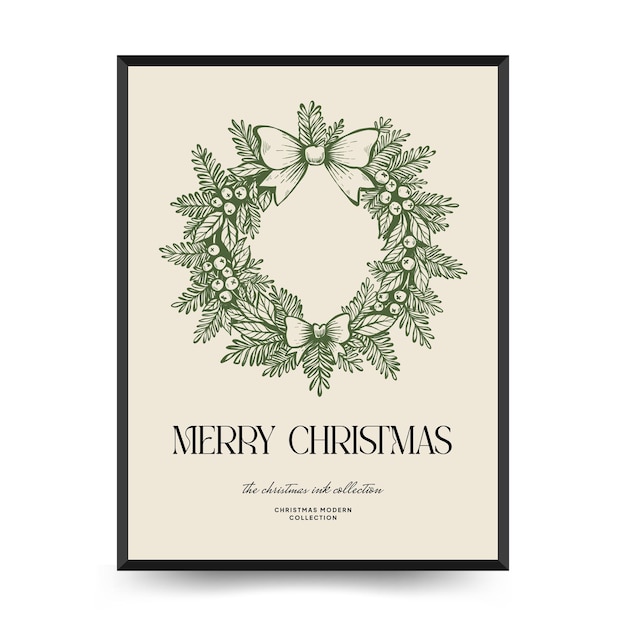 Vector merry christmas and happy new year vertical flyer or poster template modern trendy minimal style