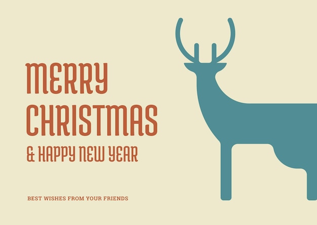 Merry Christmas and Happy New Year vintage greeting card design vector illustration