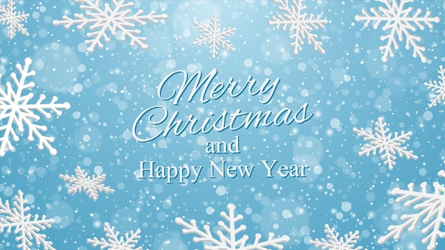 Merry christmas and a happy new year Winter background with snowflakes Vector design