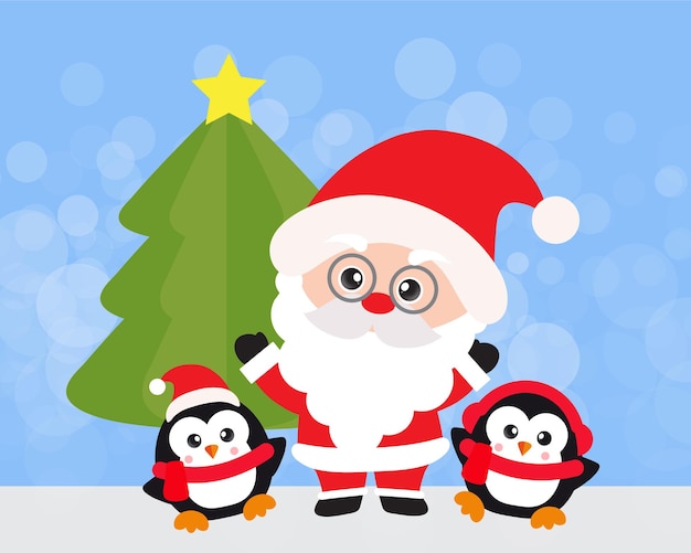 Merry christmas and happy new year  with cute santa clause