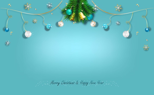 Merry Christmas and Happy new year with gold on blue background color place for text