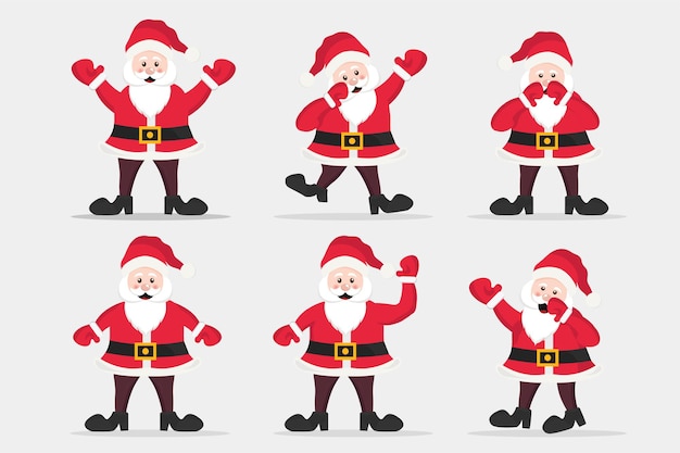 Merry christmas and happy new year with santa claus character collection