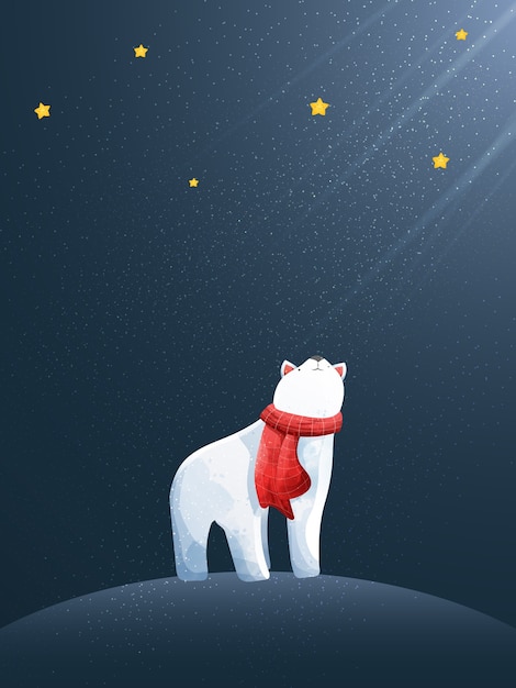 Merry christmas and hello winter with polar bear.