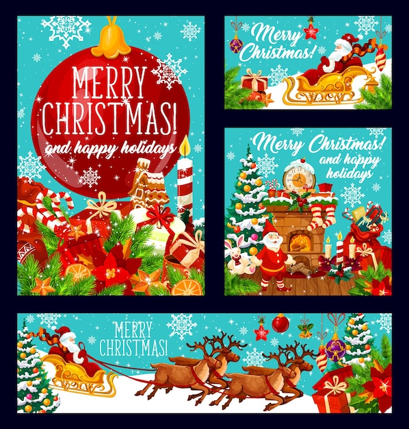 Merry Christmas holiday vector greeting cards