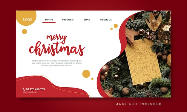 Merry Christmas Home Landing Page UI UX Vector