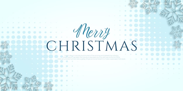 Merry christmas horizontal banner with snowflakes background