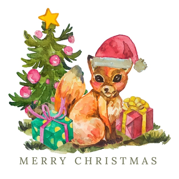 merry christmas illustration watercolor