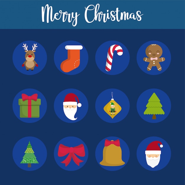 merry christmas label set