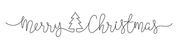 Merry Christmas lettering banner with snow flake