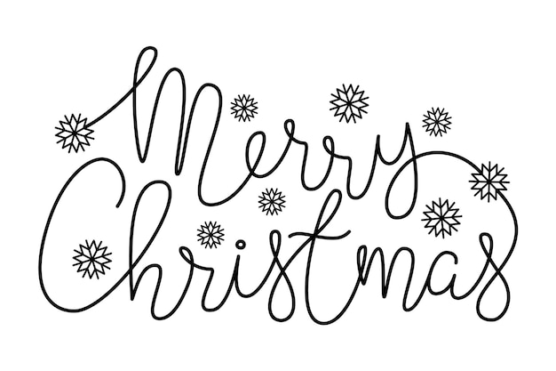 Merry Christmas lettering banner with snow flake