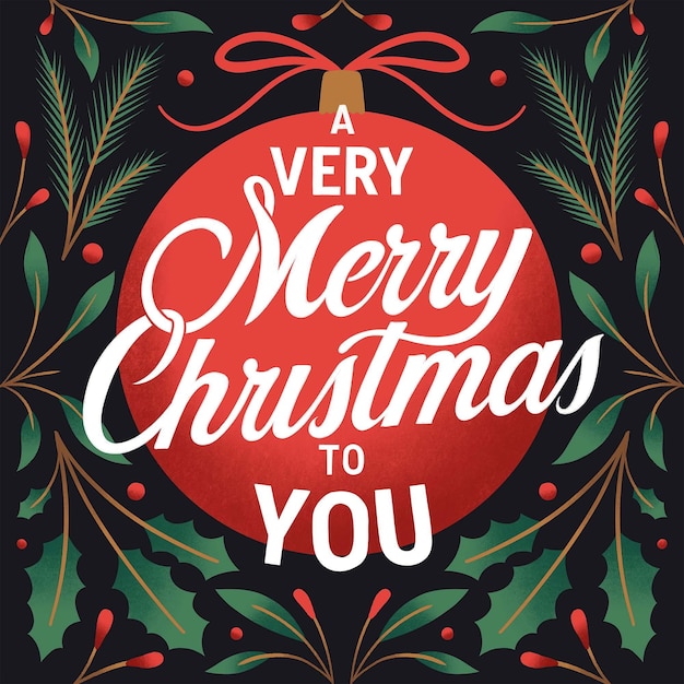 Merry christmas lettering design